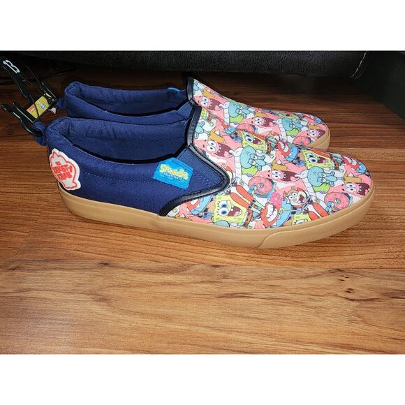 Spongebob SquarePants Men's Denim Slip On fashion sneakers size 13 - Picture 1 of 4